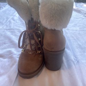 Guess fuzzy heeled boots